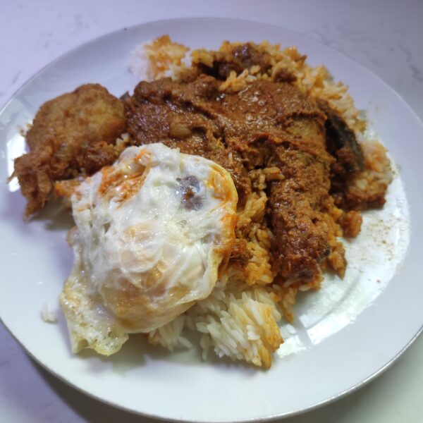 Anthony Indonesian Cuisine: Chicken Rendang, Fried Egg, Begedil, Rice